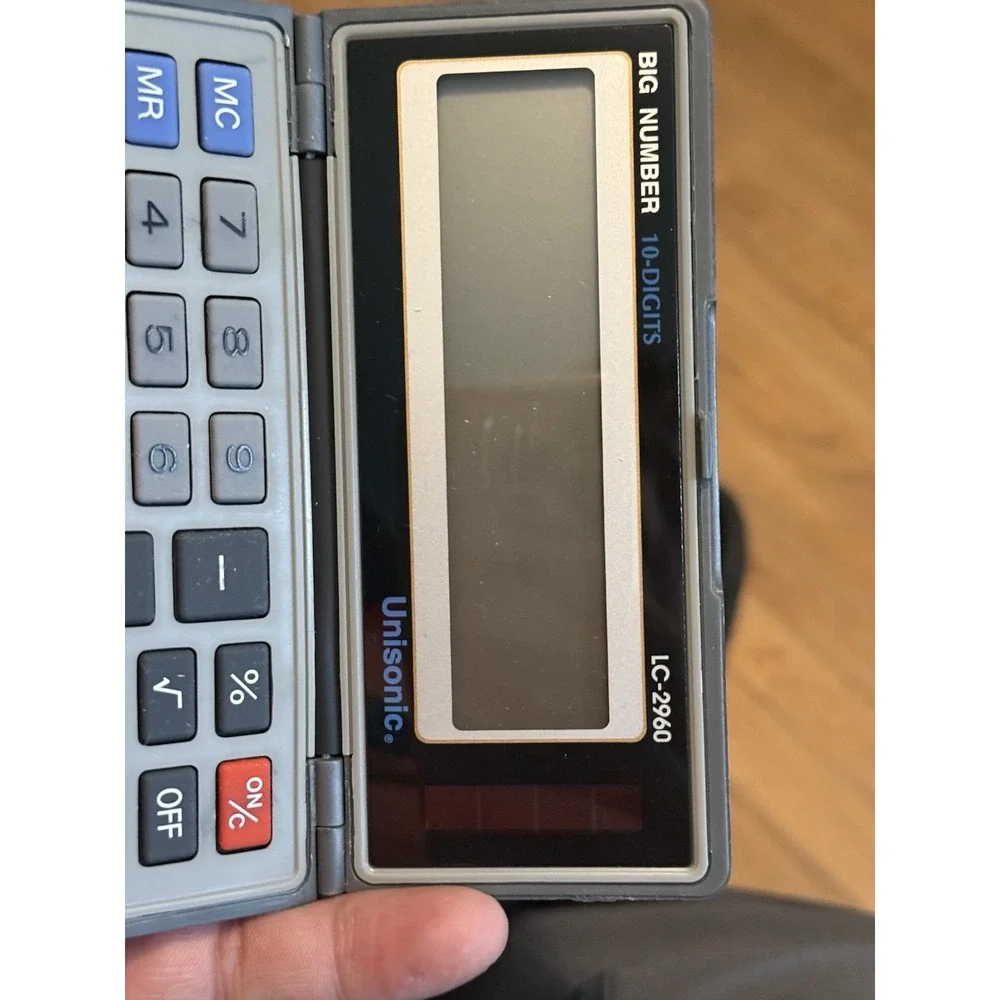 Vintage‎ Unisonic Foldable LC2960 Solar 10 Digit Display Calculator No Power